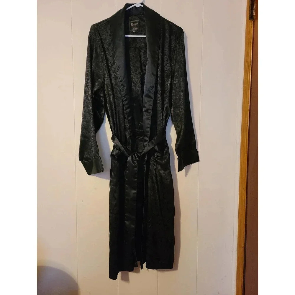 Signature Long Sleepwear Robe Women's Small Black Long Sleeve Tie Front (GG)